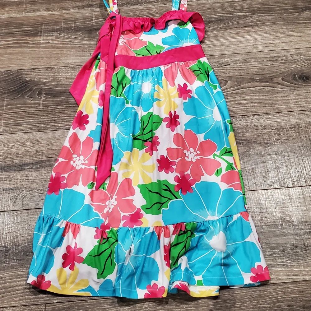 Girls Justice Dress Size 14 Kids Dress with Pink, Blue, and Yellow Floral Design